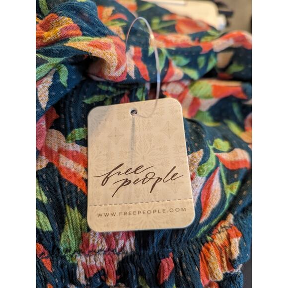 FREE PEOPLE Green Suki Floral Garden Combo Off the Shoulder Top Medium NEW - Picture 8 of 16